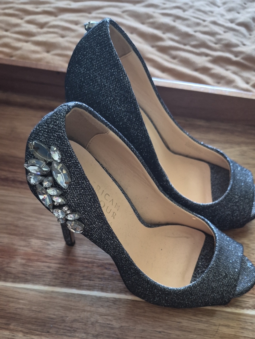 Blue-ish Glitter Peep-Toe Heels - Picture 2 of 3